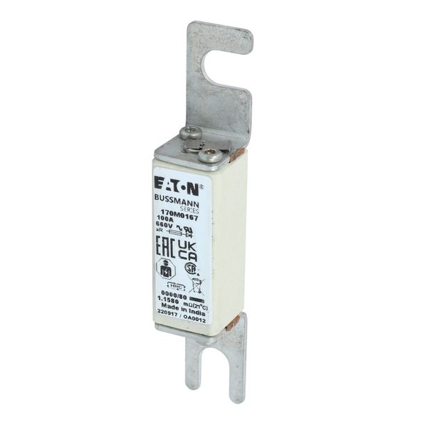 Fuse-link, high speed, 100 A, AC 660 V, size 0000, 18 x 19 x 100 mm, aR, UL, visual indicator image 4