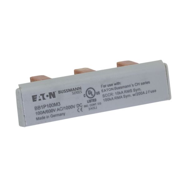 BUSBAR, low voltage, 100 A, AC 600 V, DC 1000 V, 15 x 16 x 52 mm, 3P, UL image 6