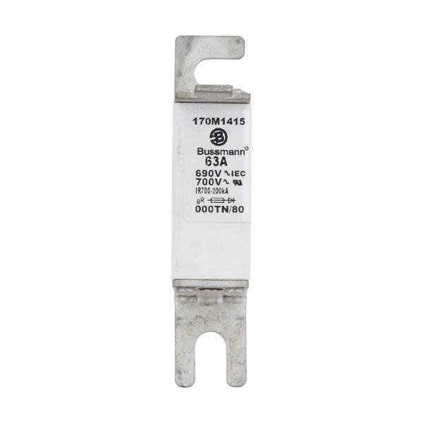 Fuse-link, high speed, 63 A, AC 690 V, DIN 000, gR, DIN, IEC, single indicator, live gripping lugs image 5