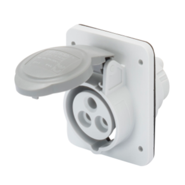 10° ANGLED FLUSH-MOUNTING SOCKET-OUTLET HP - IP44/IP54 - 3P+E 16A TRANSFORMER 50/60HZ - GREY - 12H - SCREW WIRING image 1
