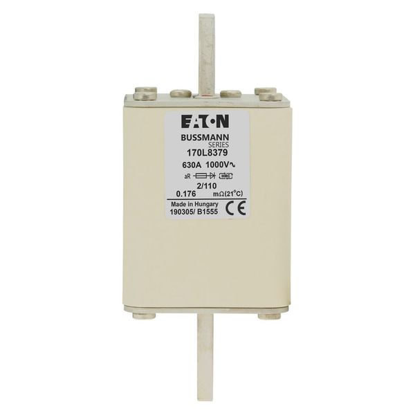 Fuse-link, high speed, 630 A, AC 1000 V, Size 2, 61 x 61 x 141 mm, aR, DIN, IEC, single indicator image 7