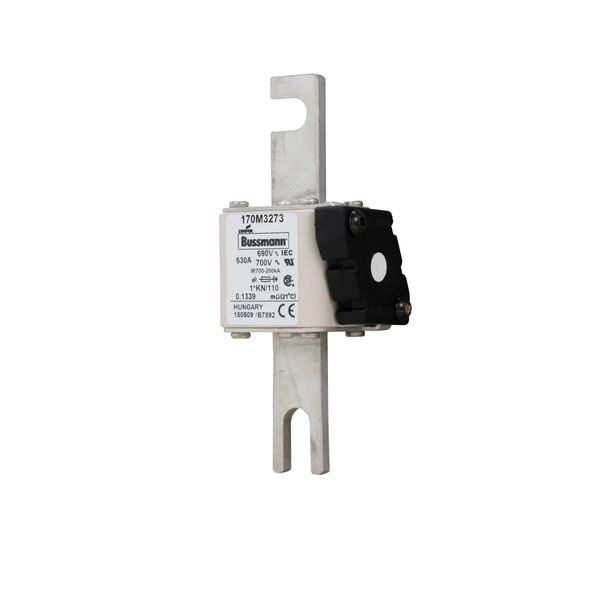 Fuse-link, high speed, 630 A, AC 690 V, compact DIN 1, 45 x 58 x 134 mm, aR, DIN, IEC, type K indicator, 110 mm centres image 9