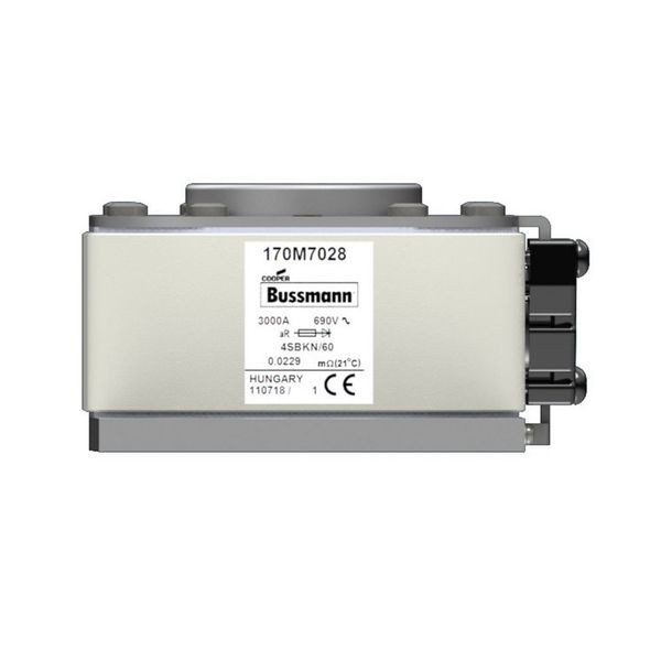 Fuse-link, high speed, 3000 A, AC 690 V, size 4, 120 x 100 x 132 mm, aR, IEC, single indicator image 12