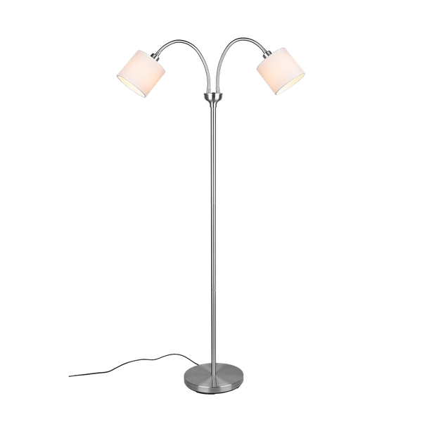 Tommy floor lamp 2-pc E14 brushed steel/white image 1