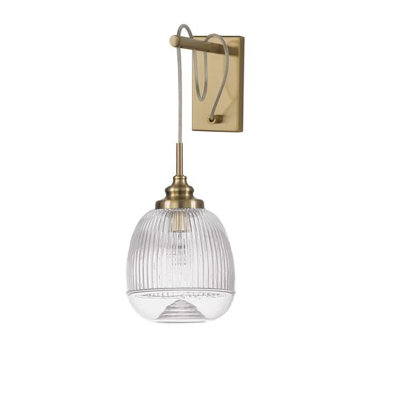 Satin Gold Metal Clear Glass LED E14 1x5 Watt 230 Volt IP20 Bulb Excluded L: 18 W: 27.5 H: 40 cm image 1