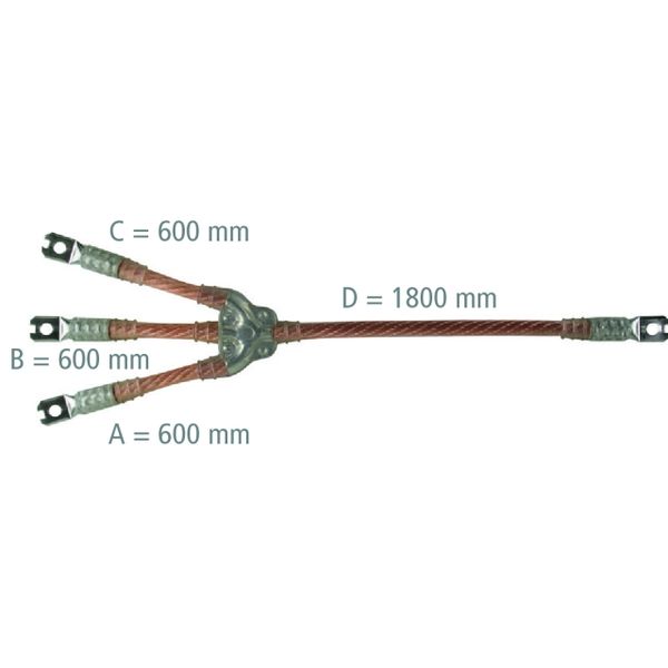 Three-pole earthing and short-circuiting cable 95mm² with crimped cabl image 1