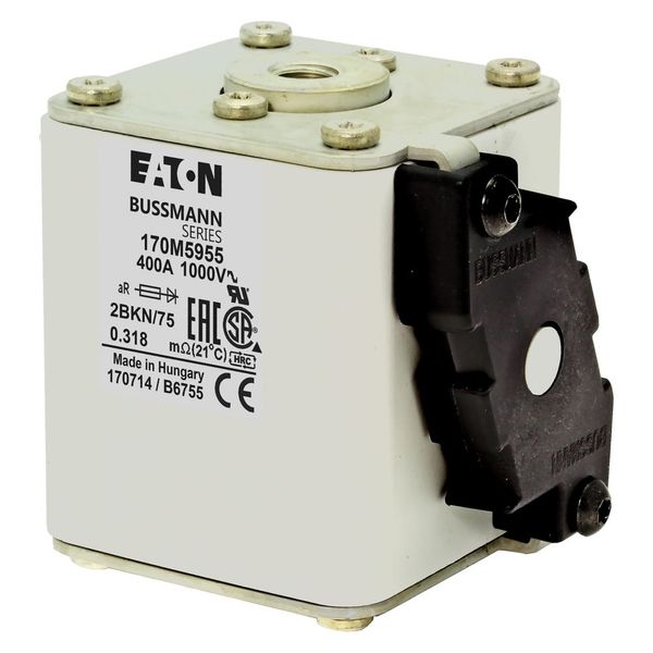 Fuse-link, high speed, 400 A, AC 1000 V, size 2, 59 x 77 x 75 mm, aR, IEC, UL, single indicator image 12