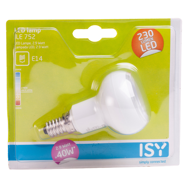 LED Bulb E14 2.9W R50 2700K 230lm CL ISY image 1