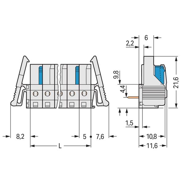 THT female header angled Pin spacing 5 mm light gray image 3