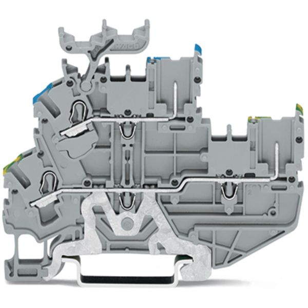 1-conductor/1-pin double deck receptacle terminal block Ground conduct image 1