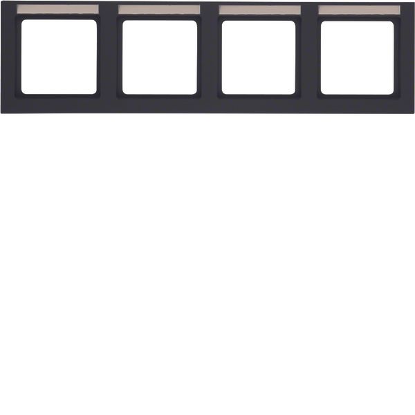 Frame 4gang horizontal, labelling field, Q.3, anthracite velvety image 1