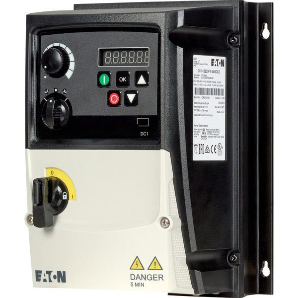 Variable frequency drive, 230 V AC, 1-phase, 2.3 A, 0.37 kW, IP66/NEMA 4X, Radio interference suppression filter, 7-digital display assembly, Local co image 10
