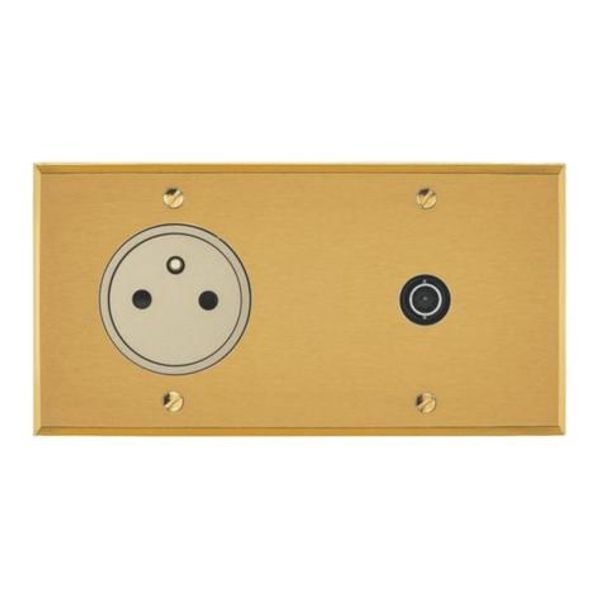 Art d'Arnould univers Memory 2P+E 16A 250V power socket and single television socket - brushed gold image 1