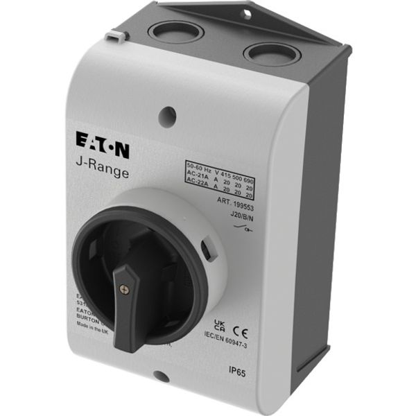 Main switch, 20 A, surface mounting, 3 pole + N, STOP function, With black rotary handle and locking ring, Lockable in the 0 (Off) position image 2
