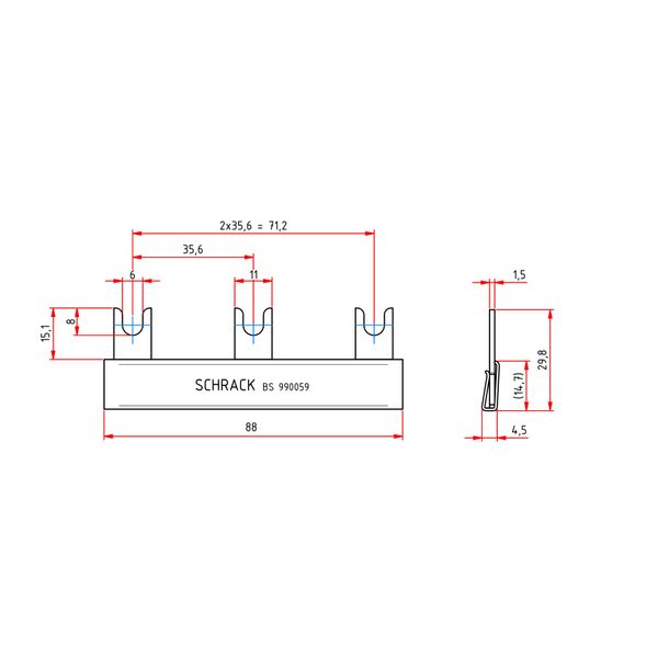 Busbar N-bridge, 3 x 2 MW, 16mmý, blue image 3