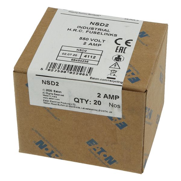 Fuse-link, LV, 2 A, AC 550 V, BS88/F1, 14 x 59 mm, gL/gG, BS image 15