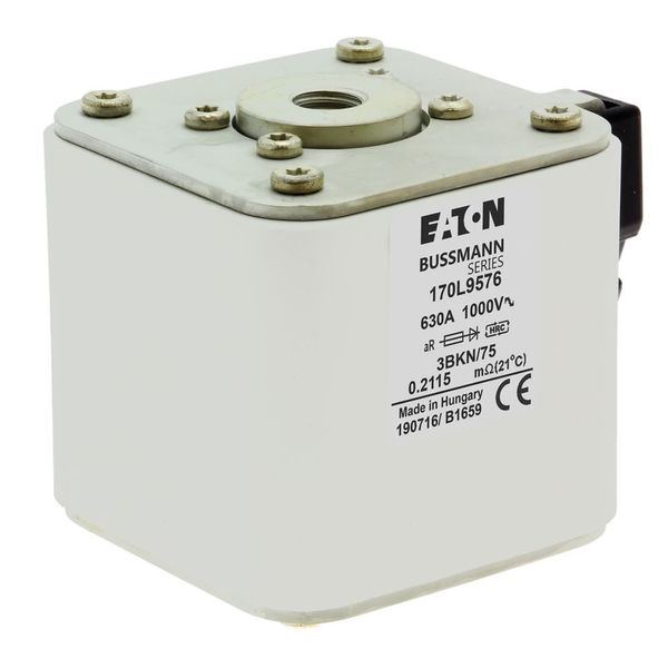 Fuse-link, high speed, 630 A, AC 1000 V, Size 3, 76 x 92 x 75 mm, aR, IEC, single indicator image 17