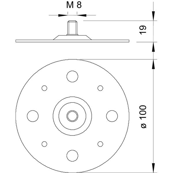199 DIN Base plate with threaded pin M8 100x100x2 image 2