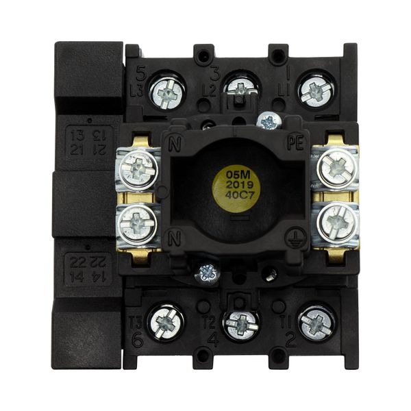 Main switch, P1, 25 A, flush mounting, 3 pole, 1 N/O, 1 N/C, STOP function, With black rotary handle and locking ring, Lockable in the 0 (Off) positio image 26