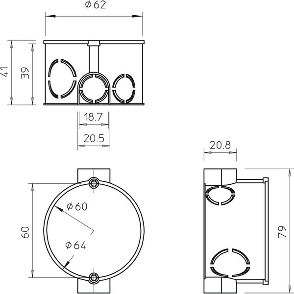 UG 60 D Box, empty concealed ¨60mm, H40mm image 2