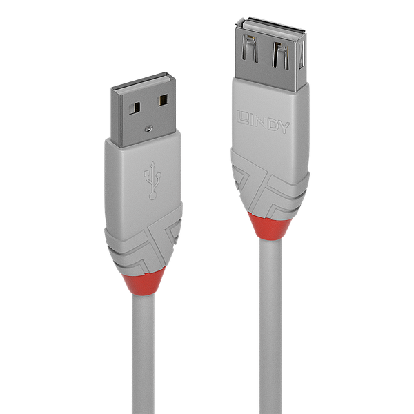 0.2m USB 2.0 Type A Extension Cable, Anthra Line, Grey USB Type A Male to A Female image 1