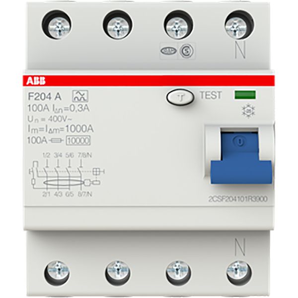F204 A-100/0.3 Residual Current Circuit Breaker 4P A type 300 mA image 2