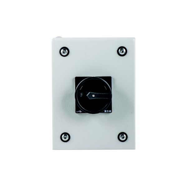 Main switch, P1, 25 A, surface mounting, 3 pole, 1 N/O, 1 N/C, STOP function, With black rotary handle and locking ring, Lockable in the 0 (Off) posit image 1