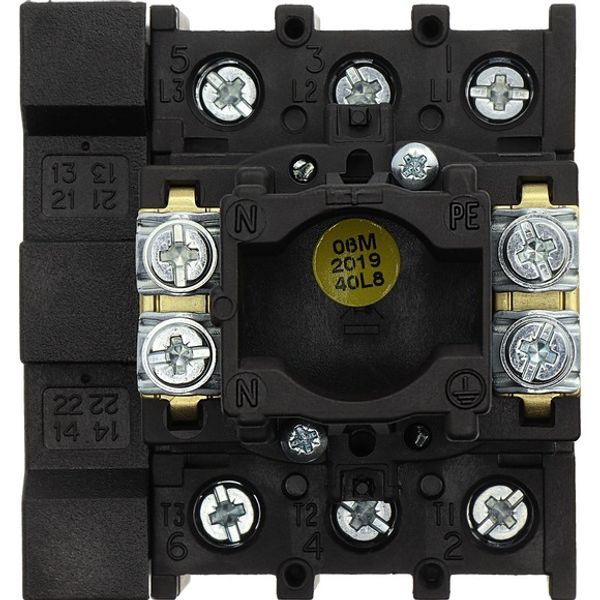 Main switch, P1, 32 A, flush mounting, 3 pole, 1 N/O, 1 N/C, Emergency switching off function, With red rotary handle and yellow locking ring, Lockabl image 2