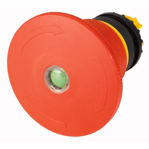 Emergency stop/emergency switching off pushbutton, RMQ-Titan, Palm-tree shape, 60 mm, Non-illuminated, Turn-to-release function, Red, yellow, RAL 3000 image 1