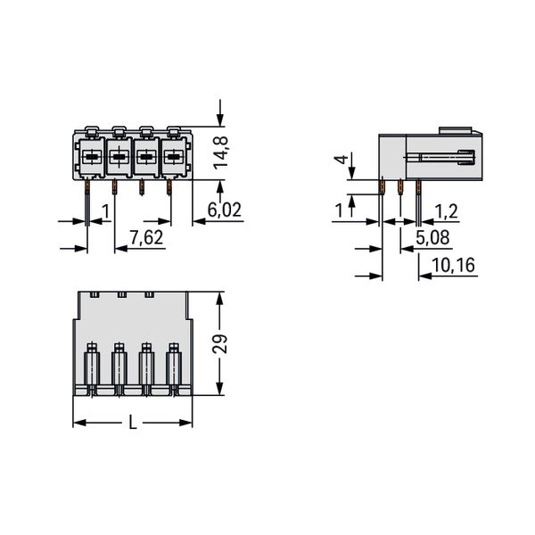 THT male header 1.0 x 1.2 mm solder pin angled light gray image 8