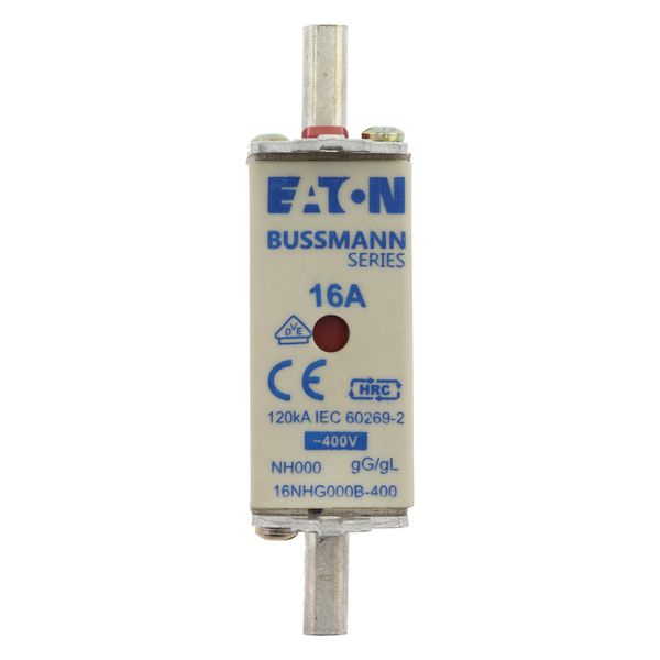 Fuse-link, LV, 16 A, AC 400 V, NH000, gL/gG, IEC, dual indicator, live gripping lugs image 12