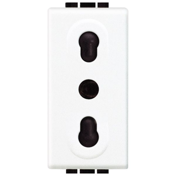 Socket 2P+T 10/16A 250 Vac - centre distance 19mm and 26mm - shielded tulip contacts - white image 1