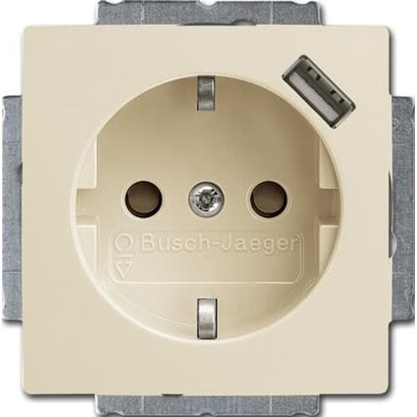 20 EUCBUSB-92-507 Cover Plates (partly incl. Insert) Protective Contact (SCHUKO) with USB A white - Basic55 image 1
