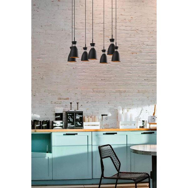 RETRO BLACK AND COPPER PENDANT LAMP 1xE14 20W 7L image 2