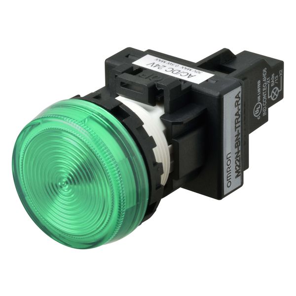 Indicator M22N flat, cap color green, LED green, LED voltage 24 VDC image 3