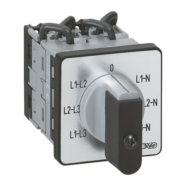 Cam switch - voltmeter - PR 12 - 16 A - 6 contacts -3 CT with neutral -screw fix image 1