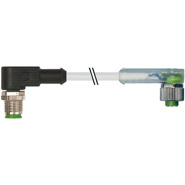 M12 male 90°/fem. 90° A-cod. LED PUR 3x0.34 gy UL/CSA+drag-ch 4.5 m image 1