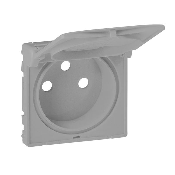 Cover plate Valena Life - 2P+E socket - French standard - with flap - aluminium image 1