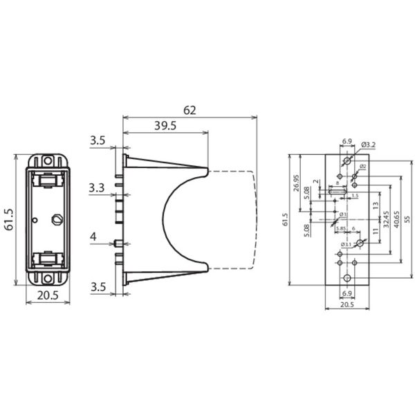 Base 1-pole for mounting on PCBs for DEHNguard modules H PV 600 image 2