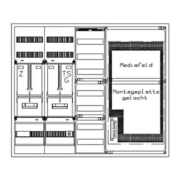 Z„hlerverteiler 1xZF, H=1100 B=1300 T=210mm, 1xTSG, VF, 2xMF image 1