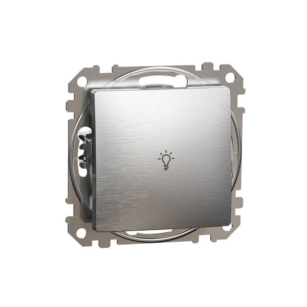 Sedna Design & Elements, 1-way Push-Button 10A Lamp Symbol, professional, brushed aluminium image 4