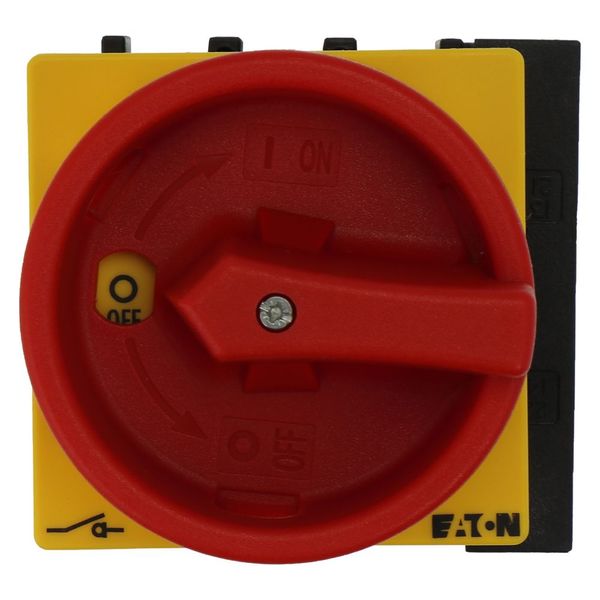 Main switch, P1, 40 A, flush mounting, 3 pole, 1 N/O, 1 N/C, Emergency switching off function, With red rotary handle and yellow locking ring, Lockabl image 30