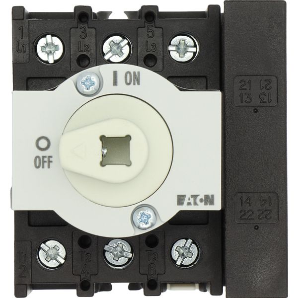 Main switch, P1, 25 A, rear mounting, 3 pole, 1 N/O, 1 N/C, Emergency switching off function, Lockable in the 0 (Off) position, With metal shaft for a image 24