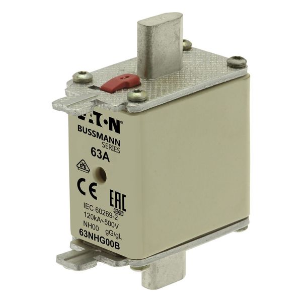 Fuse-link, low voltage, 63 A, AC 500 V, NH00, gL/gG, IEC, dual indicator image 11