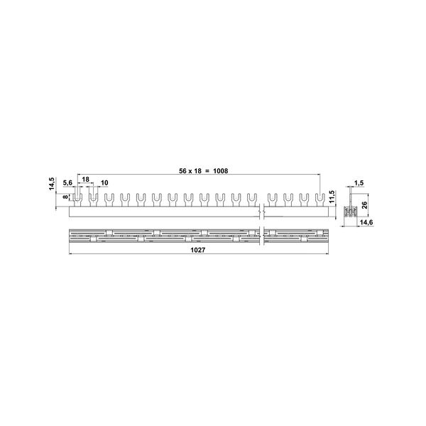 Busbar fork, 18mm, 3-pol. 10mmý, 1m, no break out version image 2