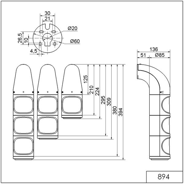 LED Perm. Beacon WM 115-230VAC GN/RD image 3