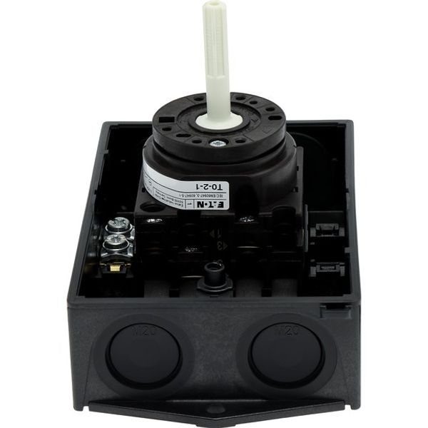 On-Off switch, T0, 20 A, surface mounting, 2 contact unit(s), 3 pole, with black thumb grip and front plate image 7