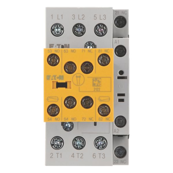 Safety contactor, 380 V 400 V: 7.5 kW, 2 N/O, 3 NC, RDC 24: 24 - 27 V DC, DC operation, Screw terminals, With mirror contact (not for microswitches). image 4