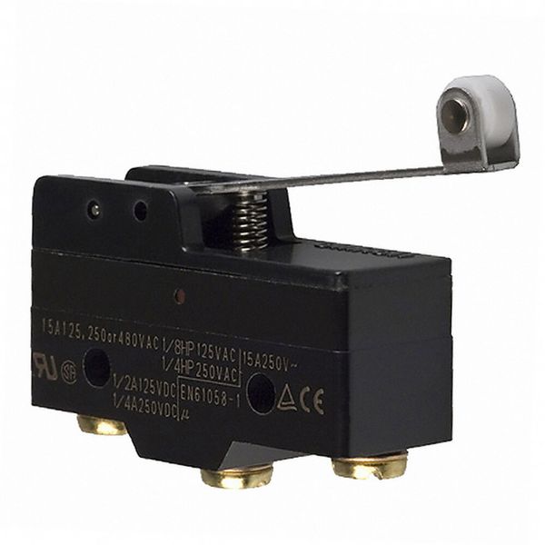General purpose basic switch, hinge roller lever, SPDT, 15A, screw ter image 3