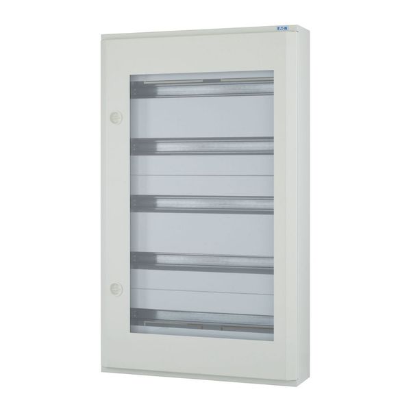 Complete surface-mounted flat distribution board with window, grey, 24 SU per row, 5 rows, type C image 2